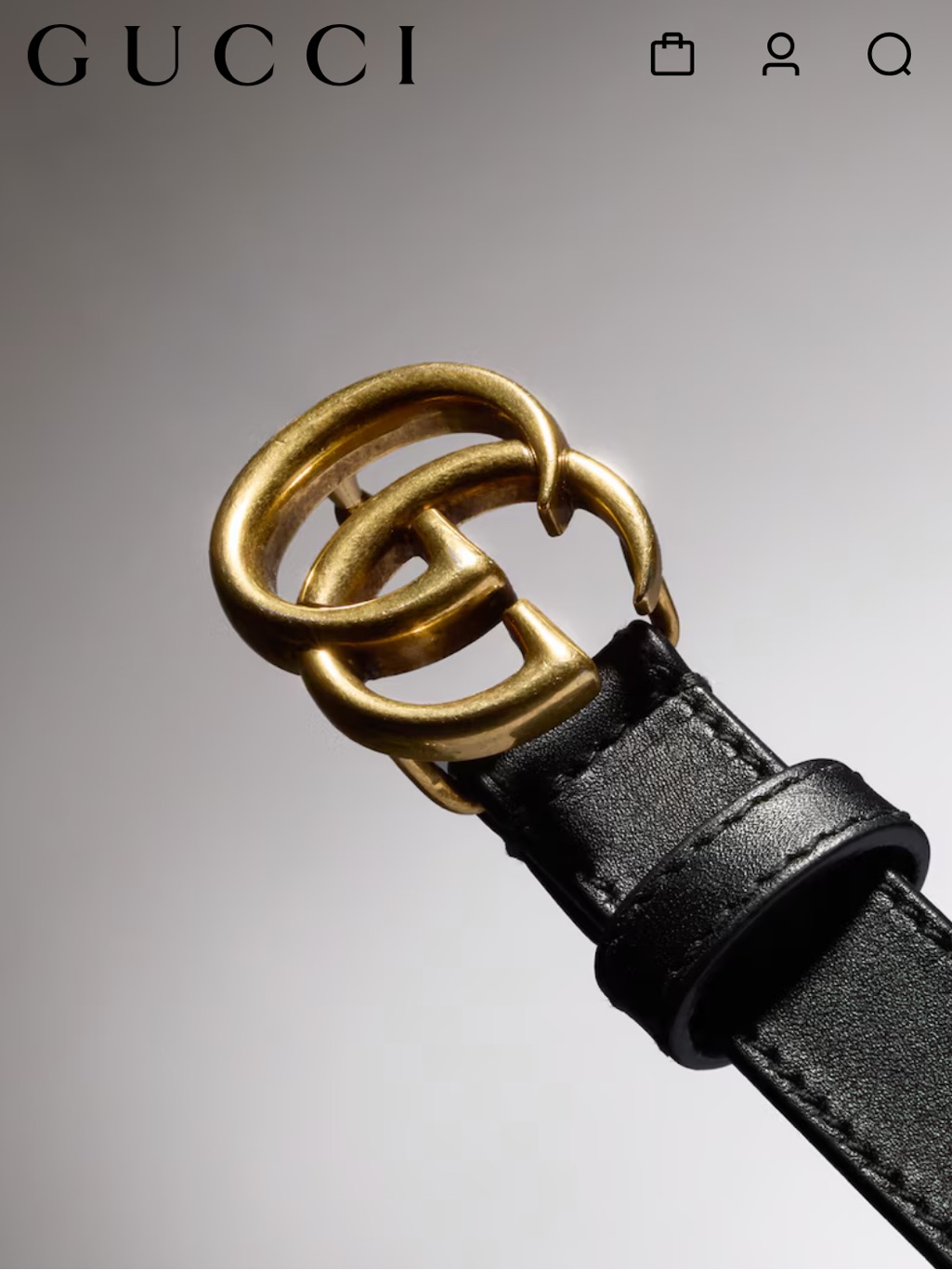 Gucci Black Leather Belt With Gold Double-G Buckle - Unisex